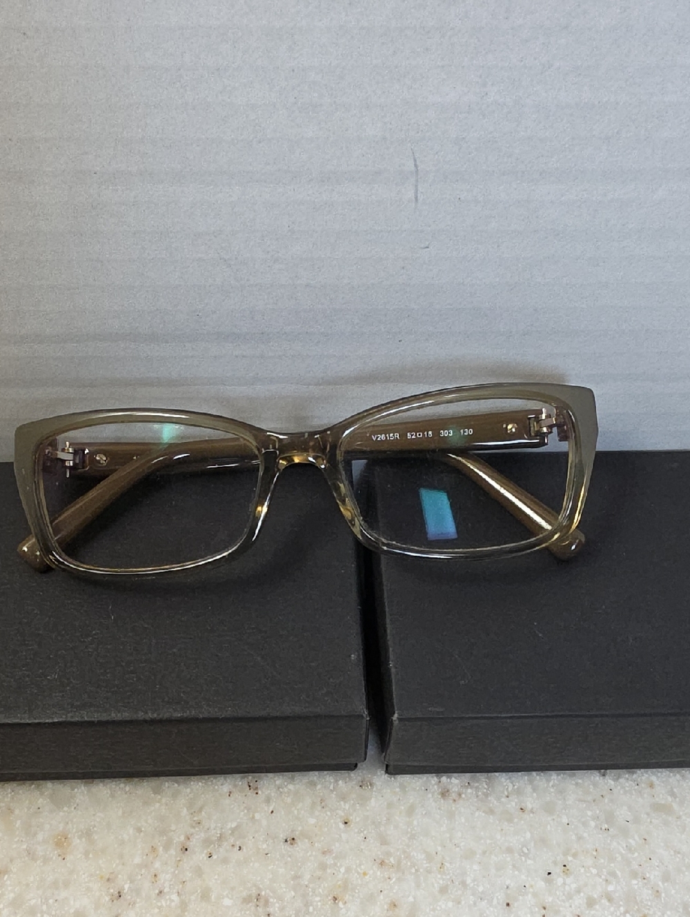 Valentino Transparent Olive Green Rectangular Eyeglass Frames